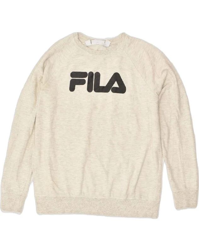 Value Deals FILA Womens Graphic Sweatshirt Jumper UK 14 Large  Grey Cotton