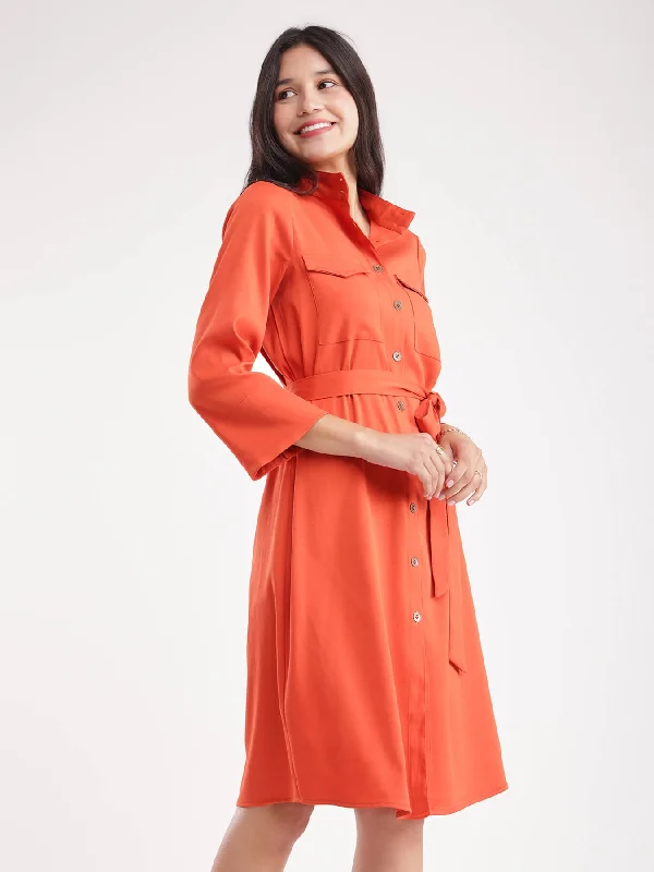 Must-Have Deals Button Down Shirt Dress - Rust