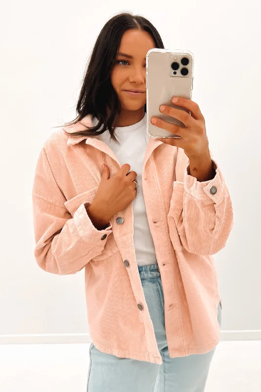 Deep Discounts Charlie Cord Shacket Pale Pink