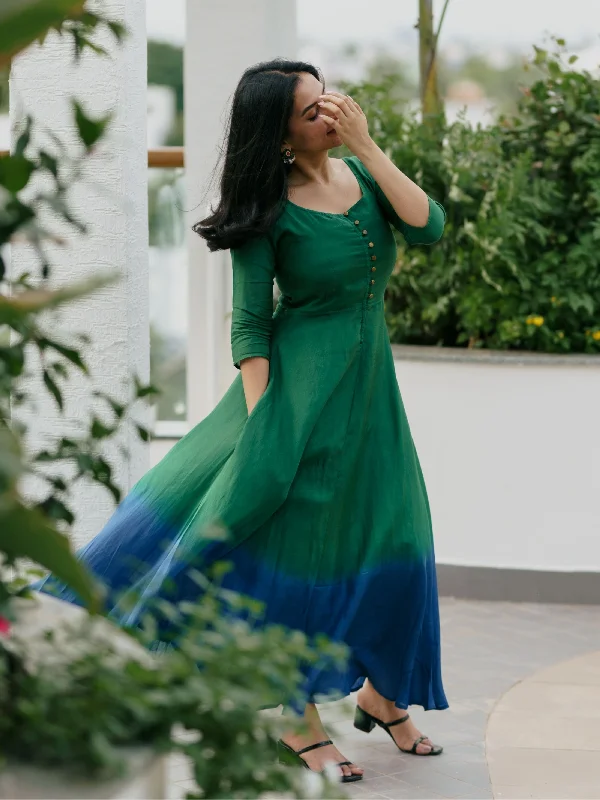 Online Exclusive Sunset Peacock Fit & Flare Dress