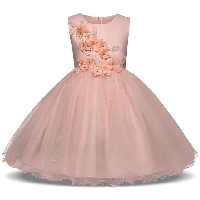 Super Sale Fancy Girls Dresses Christmas or Wedding Dresses 1- 8 Years White Pink