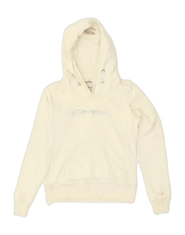 Early Bird Discount CHAMPION Womens Graphic Hoodie Jumper UK 8 Small Off White Polyester Early Bird Discount CHAMPION Womens Graphic Hoodie Jumper UK 8 Small Off White Polyester