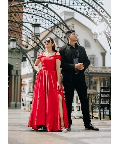 Act Now G902 (3) , Red Pre Wedding Shoot Long Trail Gown, Size (All)