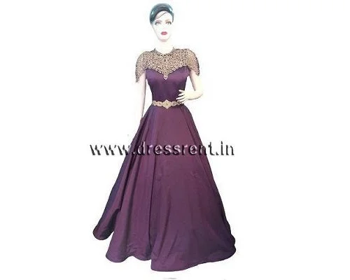 Lowest Price G90, High Neck Purple Gown, Size (S-32 to XXL-42)