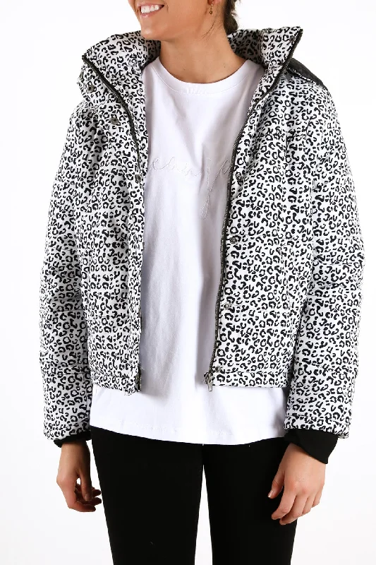 Warehouse Sale Exclusive Leopard Puffer Jacket Black