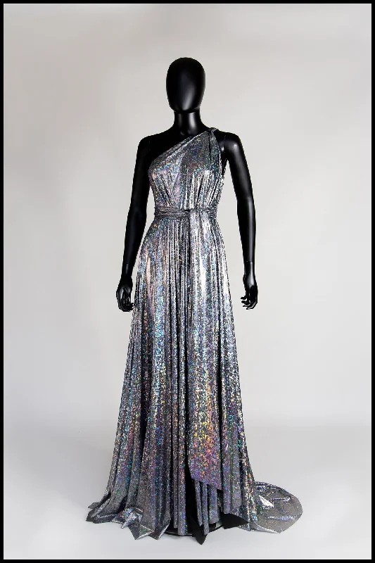 Cher - One Shoulder Silver Holographic Gown