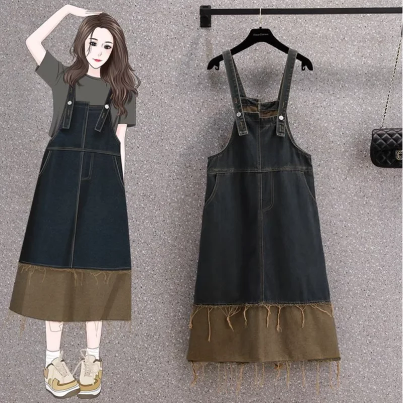 Big Savings Plus Size Denim Dungaree Dress
