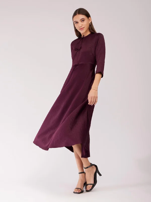 Limited Availability Fit And Flare Midi Dress - Maroon