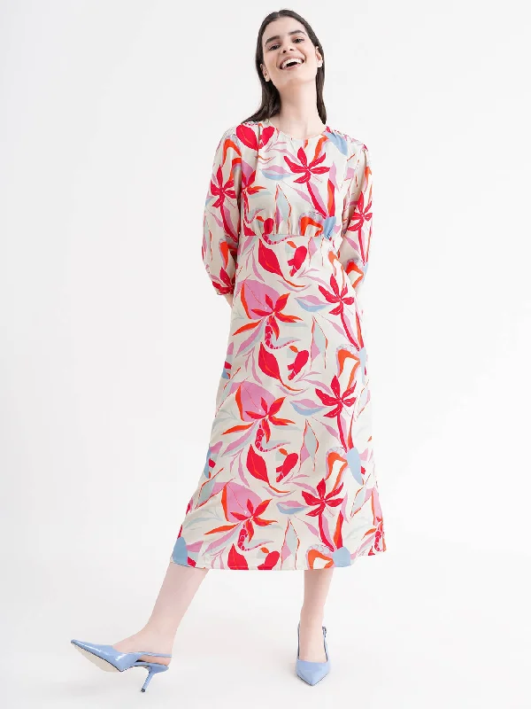 Flash Sale Floral a-line Dress - Multicolour