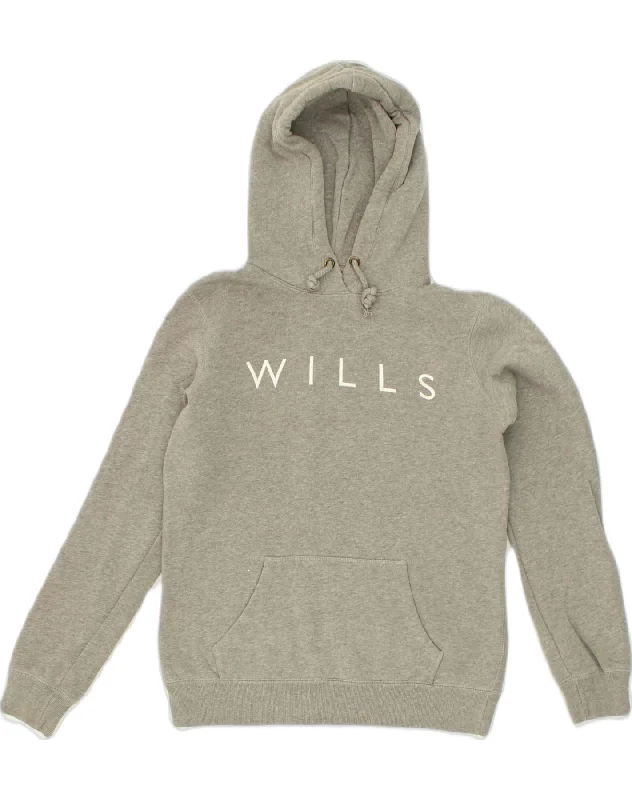 Crazy Deals JACK WILLS Womens Graphic Hoodie Jumper UK 10 Small  Grey Cotton
