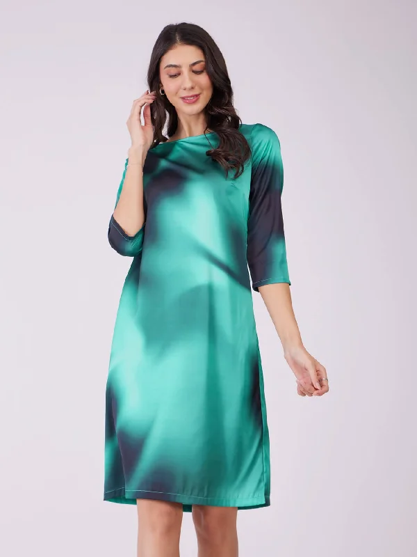 Buy More, Save More Stretch Satin Ombre Dress - Green