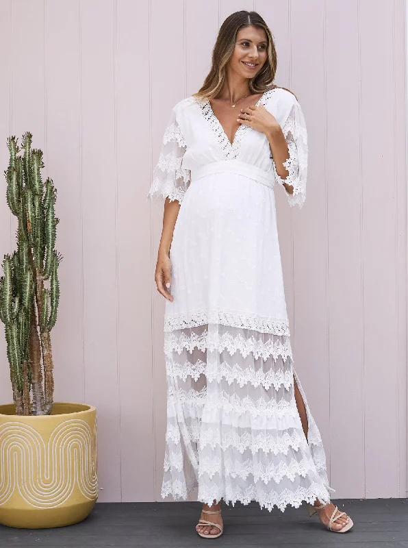 Closeout Roxy Lace Baby Shower Dress - White
