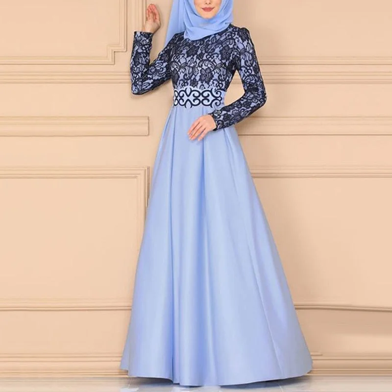 Amazing Deals Etosell Lace Patchwork Abayas Muslim Dress For Women Evening Party Elegant High Waist Formal Ladies Long Robe Female Plus Size Amazing Deals Etosell Lace Patchwork Abayas Muslim Dress For Women Evening Party Elegant High Waist Formal Ladies Long Robe Female Plus Size