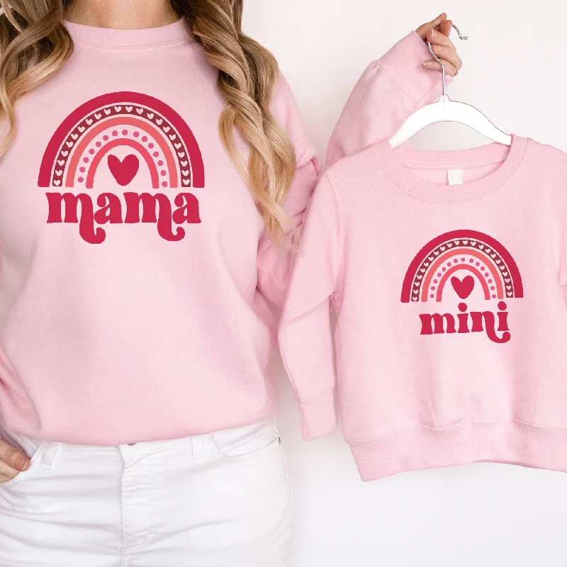 Mama & Mini Valentines Rainbow Matching Pink Sweatshirts