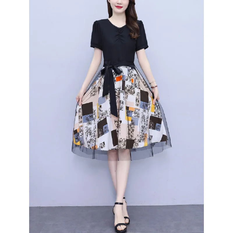 Price Rollback Plus Size Tulle Layer V Neck Dress