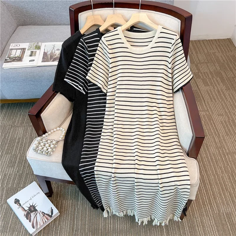 The Best Prices Plus Size Vertical Stripes T Shirt Dress