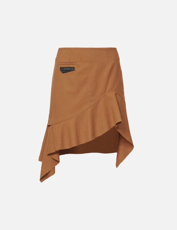 Huge Discounts Leather Pocket Flap Asymmetric Skirt