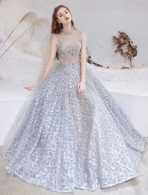 Price Drop Alert Amazing Evening Dress Light Grey A Line Jewel Neck Floor Length Formal Party Dresses Pageant Dress