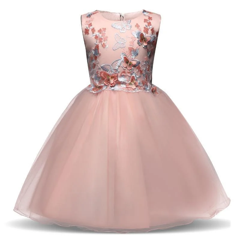Must-Have Deals Girls Dress Princess Lace Flower Girl Dress 4-10 Years Pink