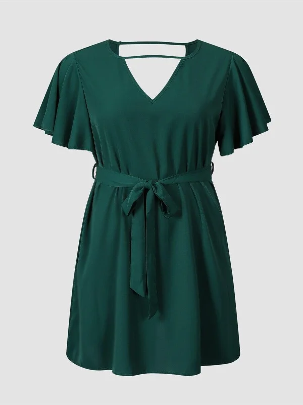 Online Only Belted Green Midi Dress
