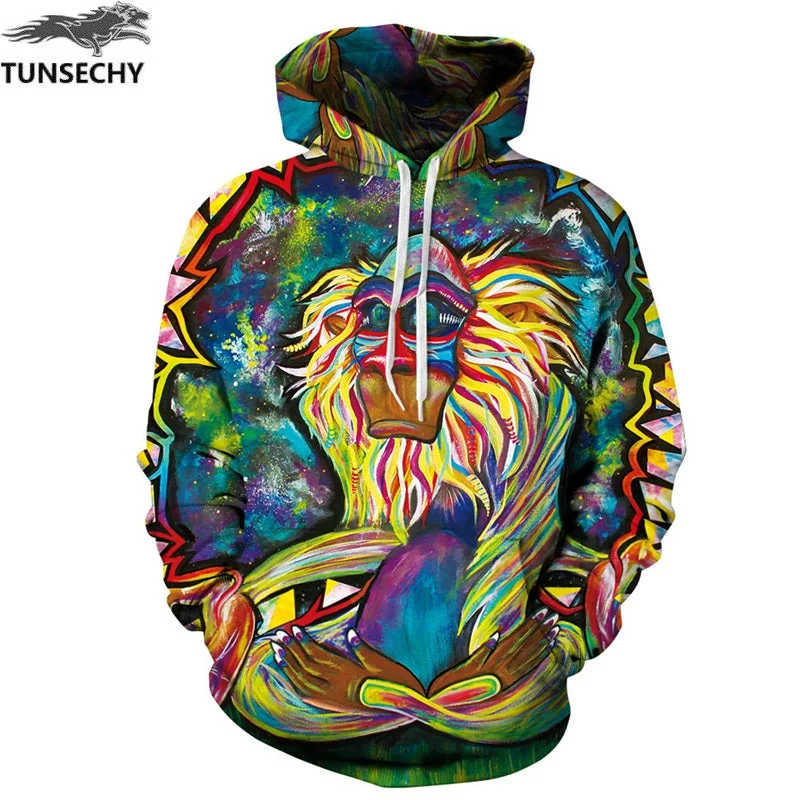Blowout Deals Graffiti Rasta Monkey Elder Meditation Rafiki Hoodie Men women 3d Sweatshirts Wizard Clown Oil Orangutan Printing Hooded hoodies