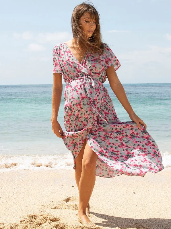 Reduced Prices Isabella Floral Pink Maternity & Nursing Flowy Dress