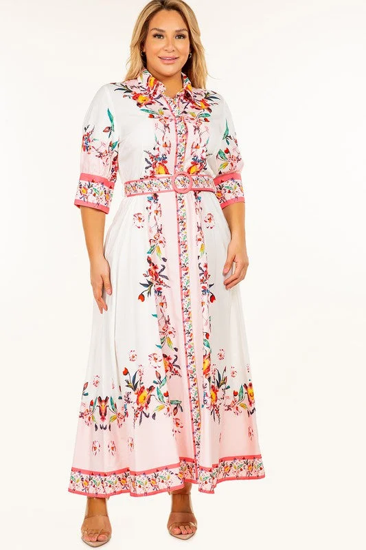 Final Markdown Maria Plus Size  Floral Long Dress