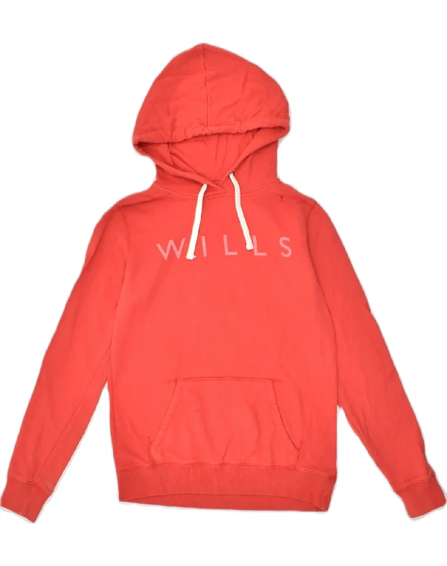 JACK WILLS Womens Classic Fit Graphic Hoodie Jumper UK 10 Small  Red