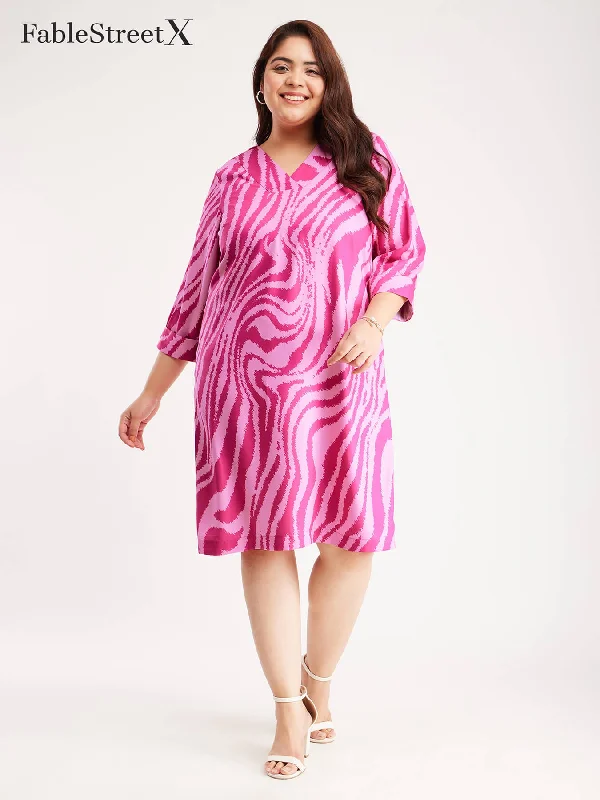 Take Advantage Animal Print Shift Dress - Pink