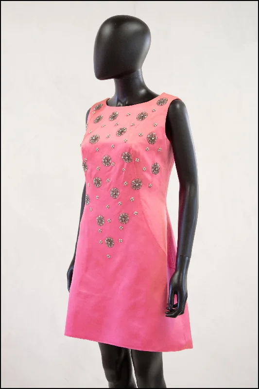 Price Rollback Vintage 1960s Candy Pink Beaded Mini Dress
