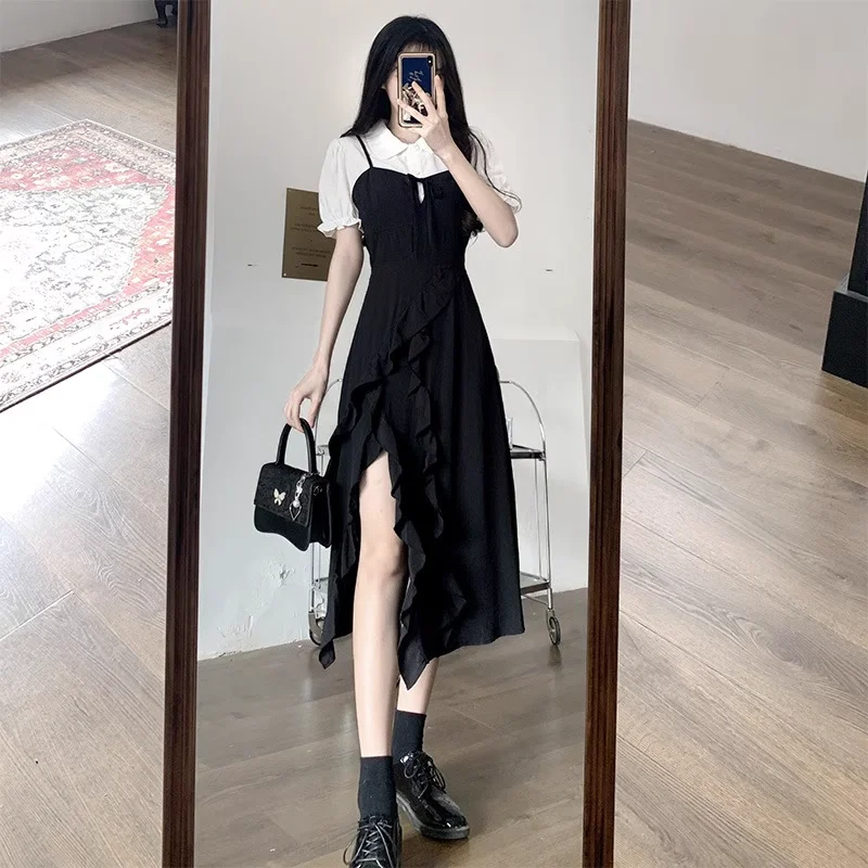 Flash Sale Plus Size Korean Frills Mock 2 Piece Dress