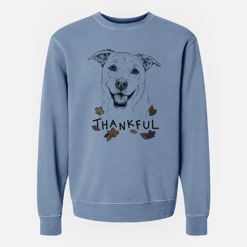 YEAR-End Clearance Thankful Carl the Mixed Breed - Unisex Pigment Dyed Crew Sweatshirt