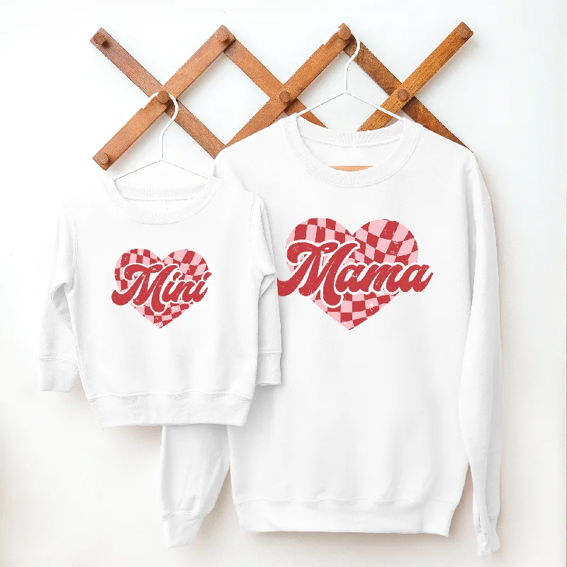 Mama & Mini Checkered Heart Matching Sweatshirts