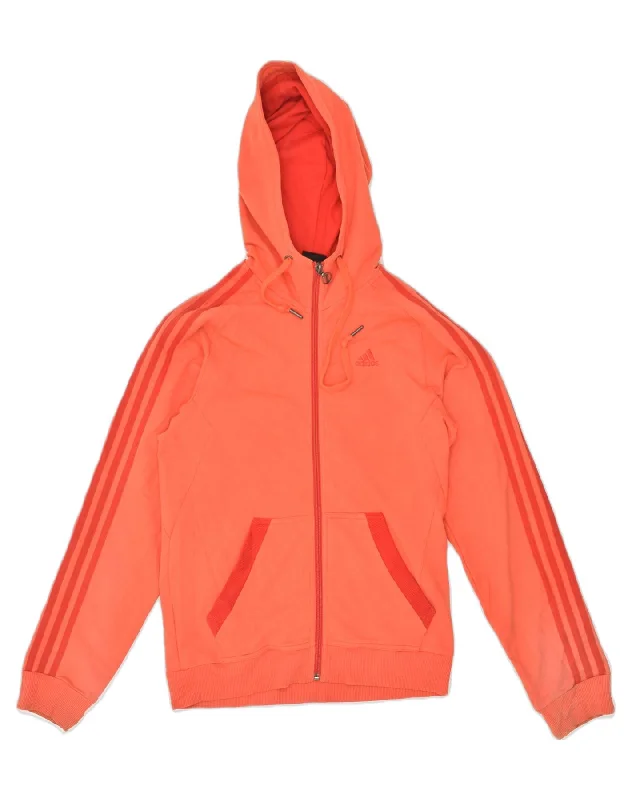 Today’s Special ADIDAS Womens Zip Hoodie Sweater UK 6 XS Orange Cotton