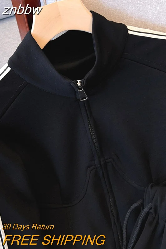 Stock Clearance znbbw Women's Two Piece Black Sport Set Long sleeves Zipper Coat and Pants Tracksuit Female Casual Matching Sets Sportswear Fall 2023 Stock Clearance znbbw Women's Two Piece Black Sport Set Long sleeves Zipper Coat and Pants Tracksuit Female Casual Matching Sets Sportswear Fall 2023