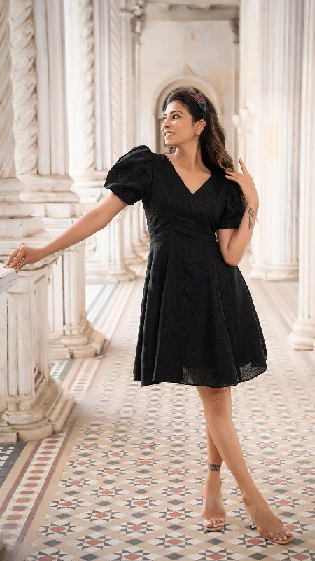Special Offer TOKYO PURE LINEN DRESS IN BLACK