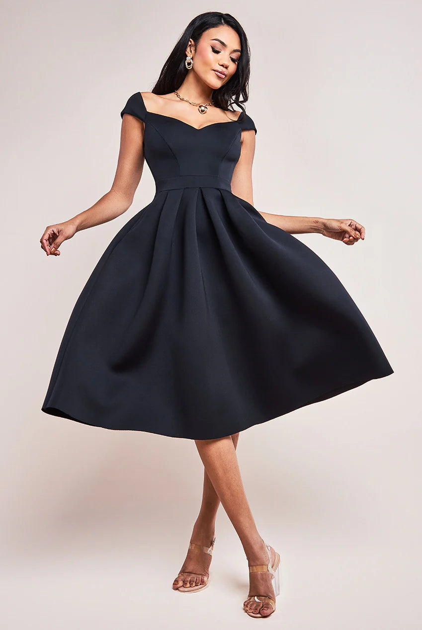 Exclusive Deal Goddiva Scuba Foam Skater Midi Dress