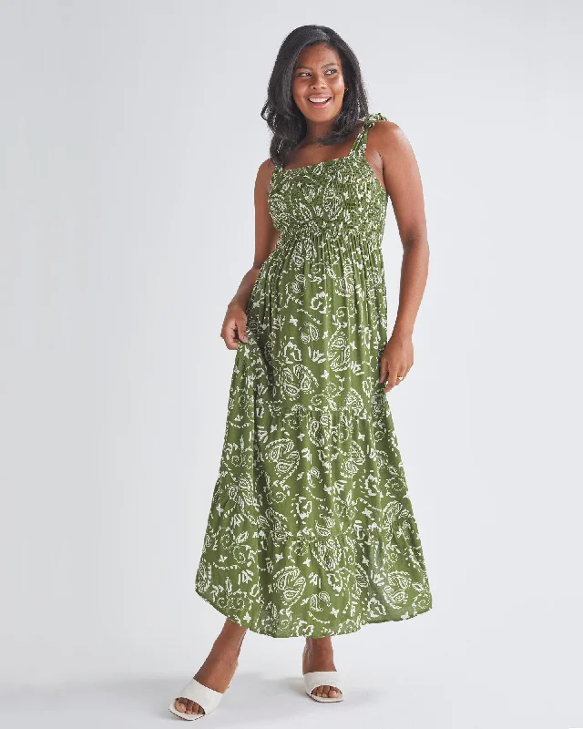 Unbeatable Prices Lilliana Maternity Green Maxi Dress in Paisley