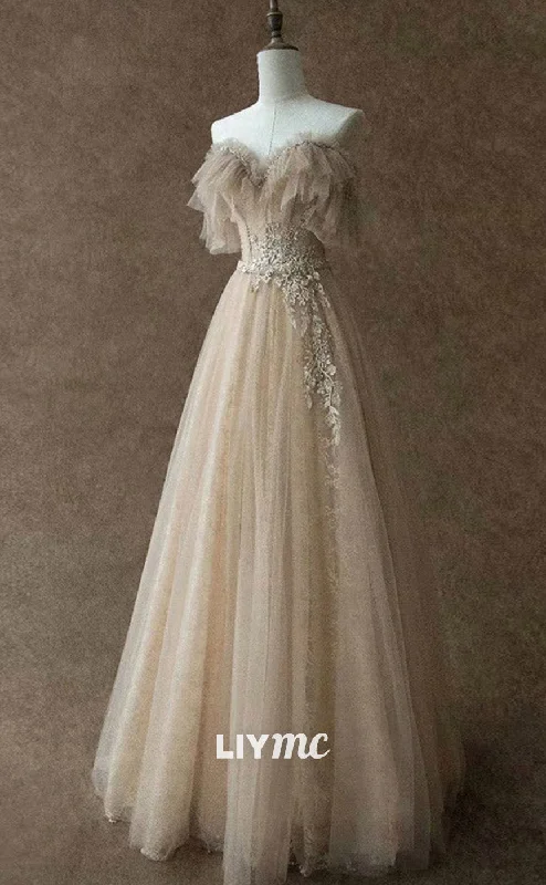Savings Spectacular LP1879 - A-Line Champagne Lace Long Prom Dress, Champagne Formal Dress Savings Spectacular LP1879 - A-Line Champagne Lace Long Prom Dress, Champagne Formal Dress