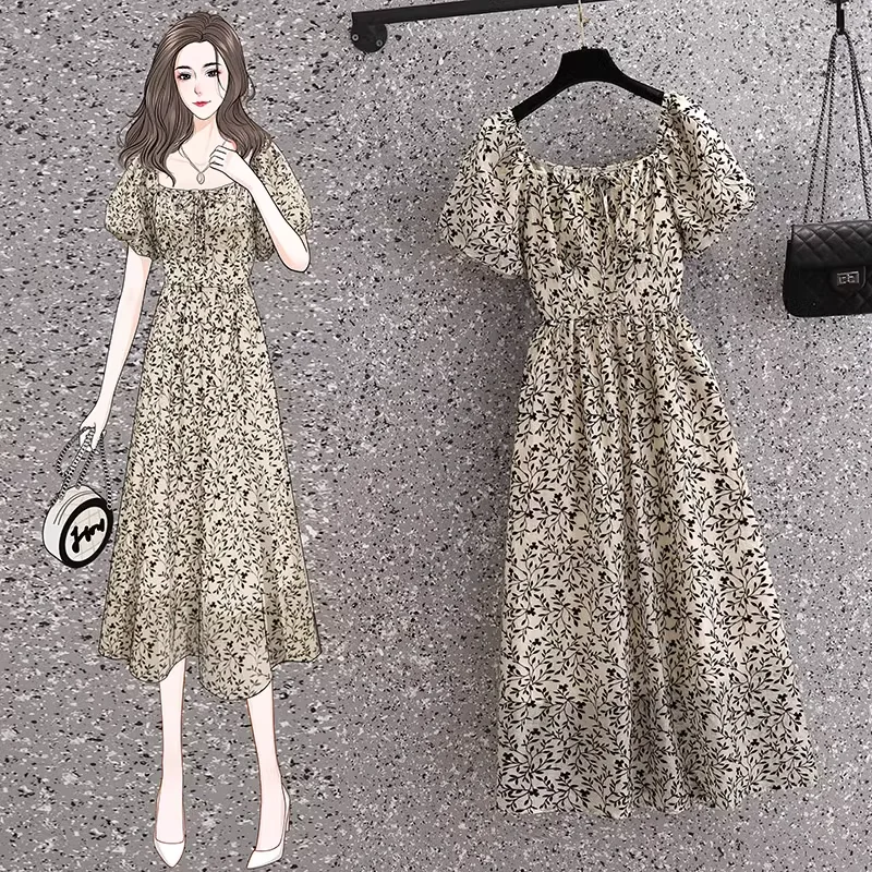Daily Specials Plus Size Square Neck Monochrome Floral Midi Dress