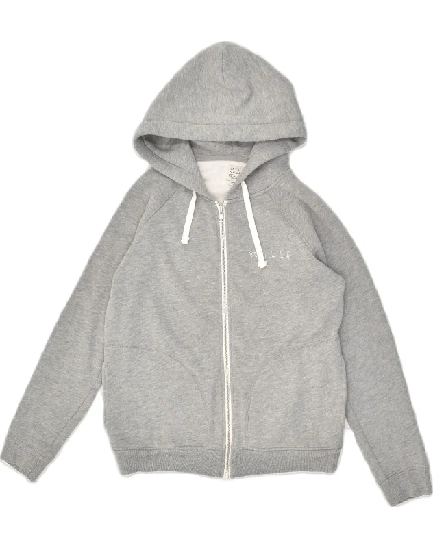 Price Slash JACK WILLS Womens Zip Hoodie Sweater UK 10 Small  Grey Cotton