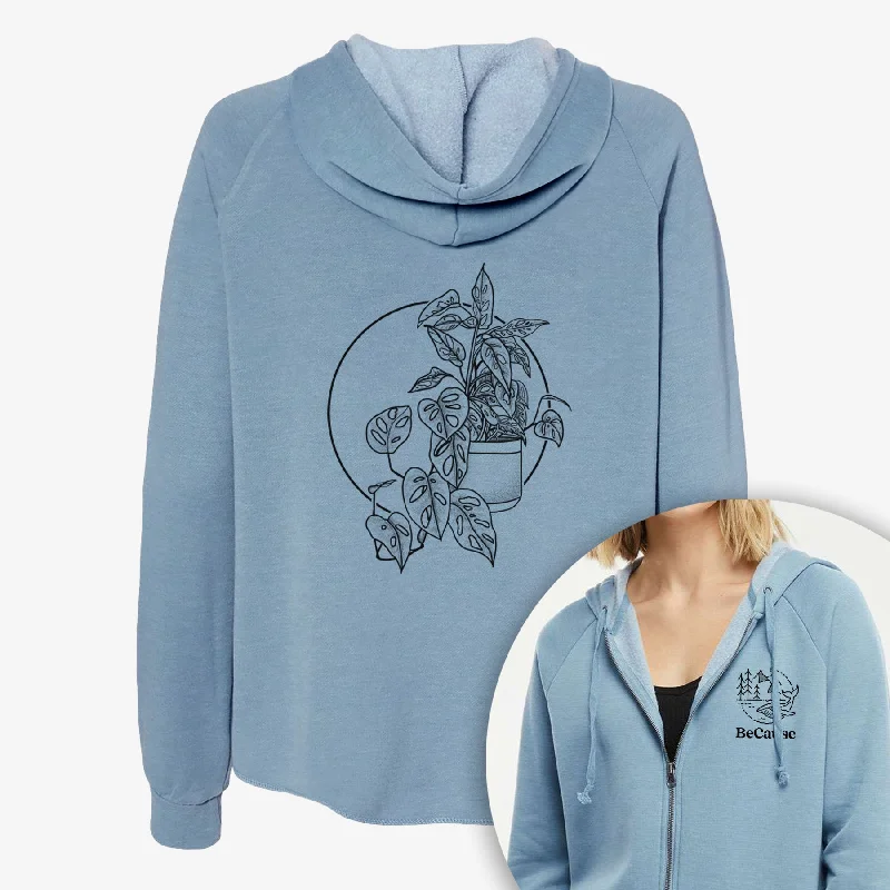 Mega Deal Monstera Adansonii - Women's Cali Wave Zip-Up Sweatshirt