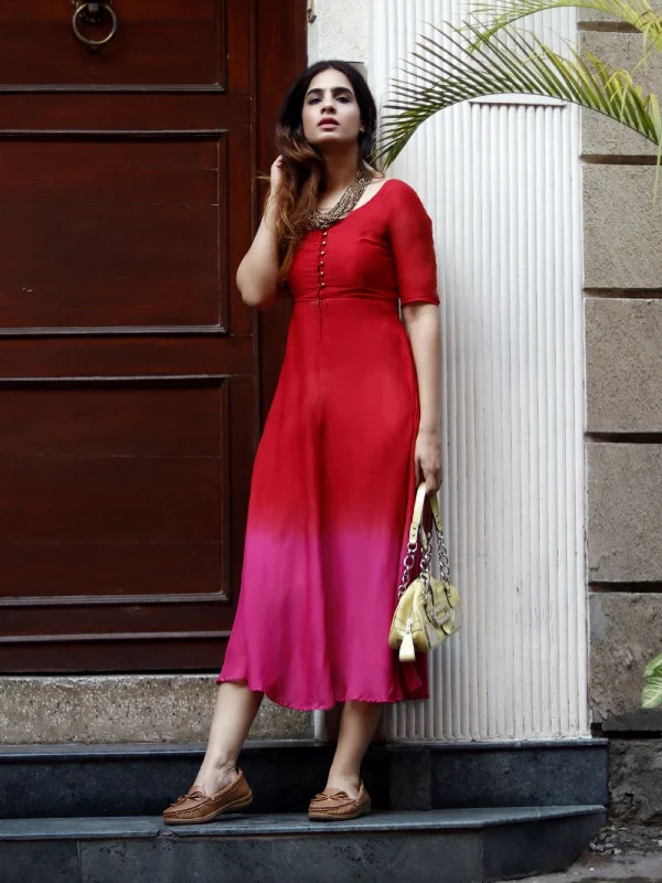 Closeout Sunset Crimson Fit & Flare Dress