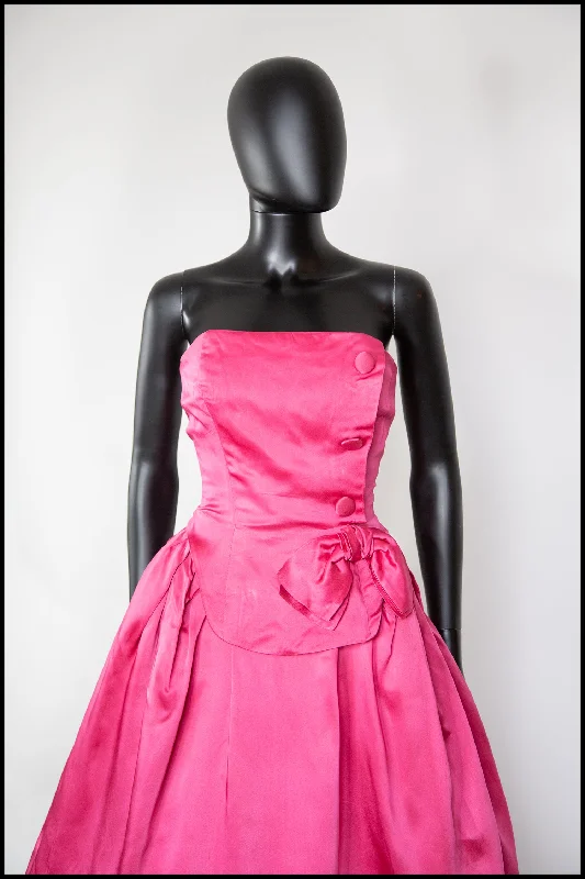 Vintage 1950s Shocking Pink Cocktail Dress