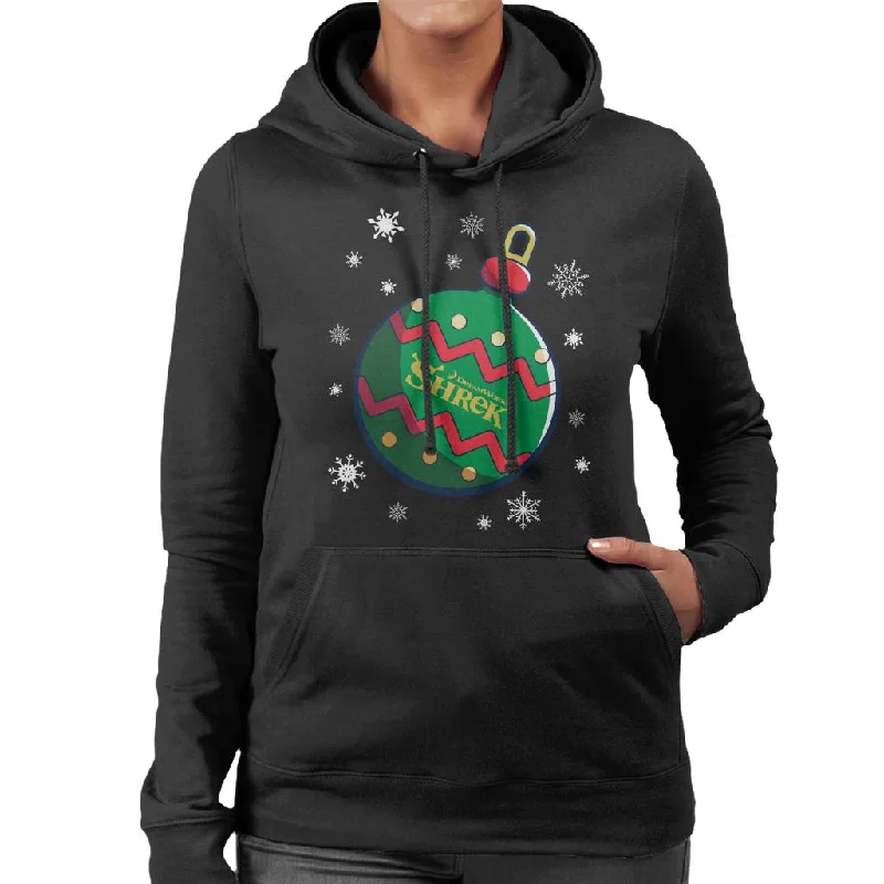 Weekend Flash Sale Shrek Christmas Festive Bauble Winter Snowflakes Women's Hooded Sweatshirt