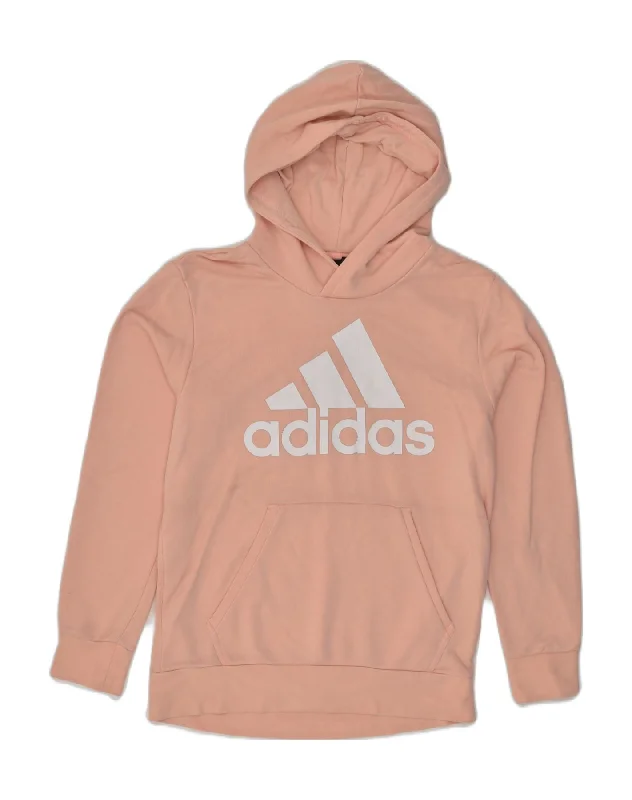 Bargain Prices ADIDAS Womens Graphic Hoodie Jumper UK 14 Medium Pink Cotton