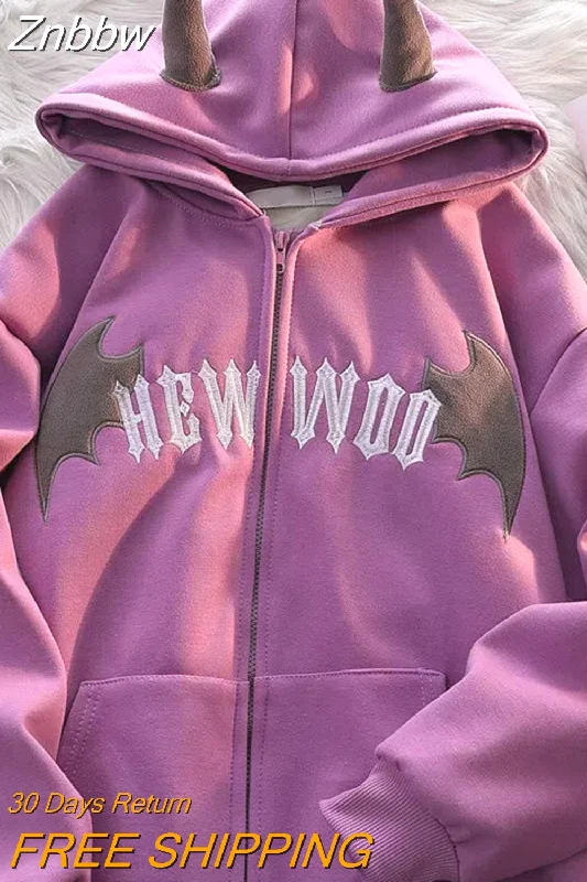 Best Bargains Znbbw style sweater vintage autumn winter original little devil horn cardigan hooded sweater fashion loose coat top Best Bargains Znbbw style sweater vintage autumn winter original little devil horn cardigan hooded sweater fashion loose coat top