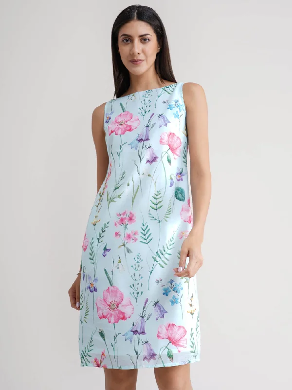 Extra Savings Chanderi Floral Dress - Sap Green