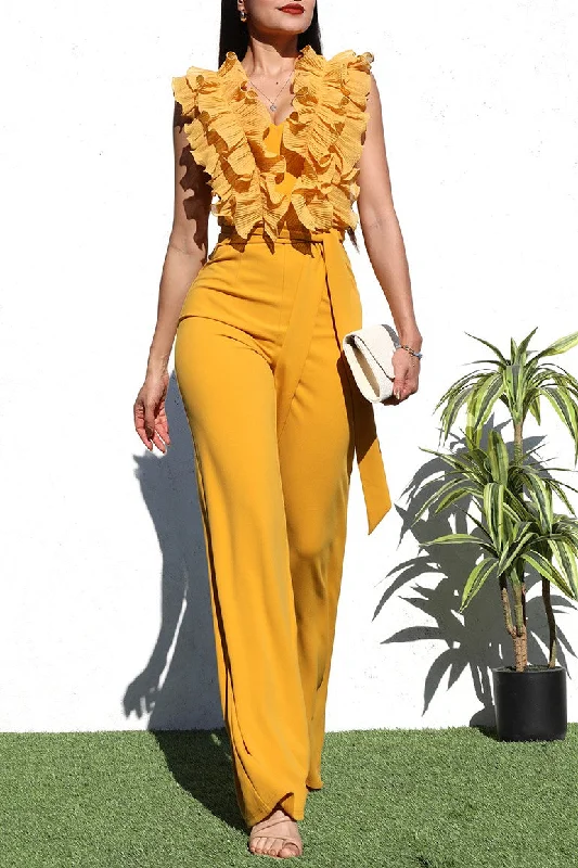 Fantastic Deals RUFFLED KNIT JUMPSUIT