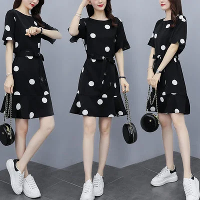 Reduced Prices Plus Size Korean Loose A Line Floral Sketch Dress